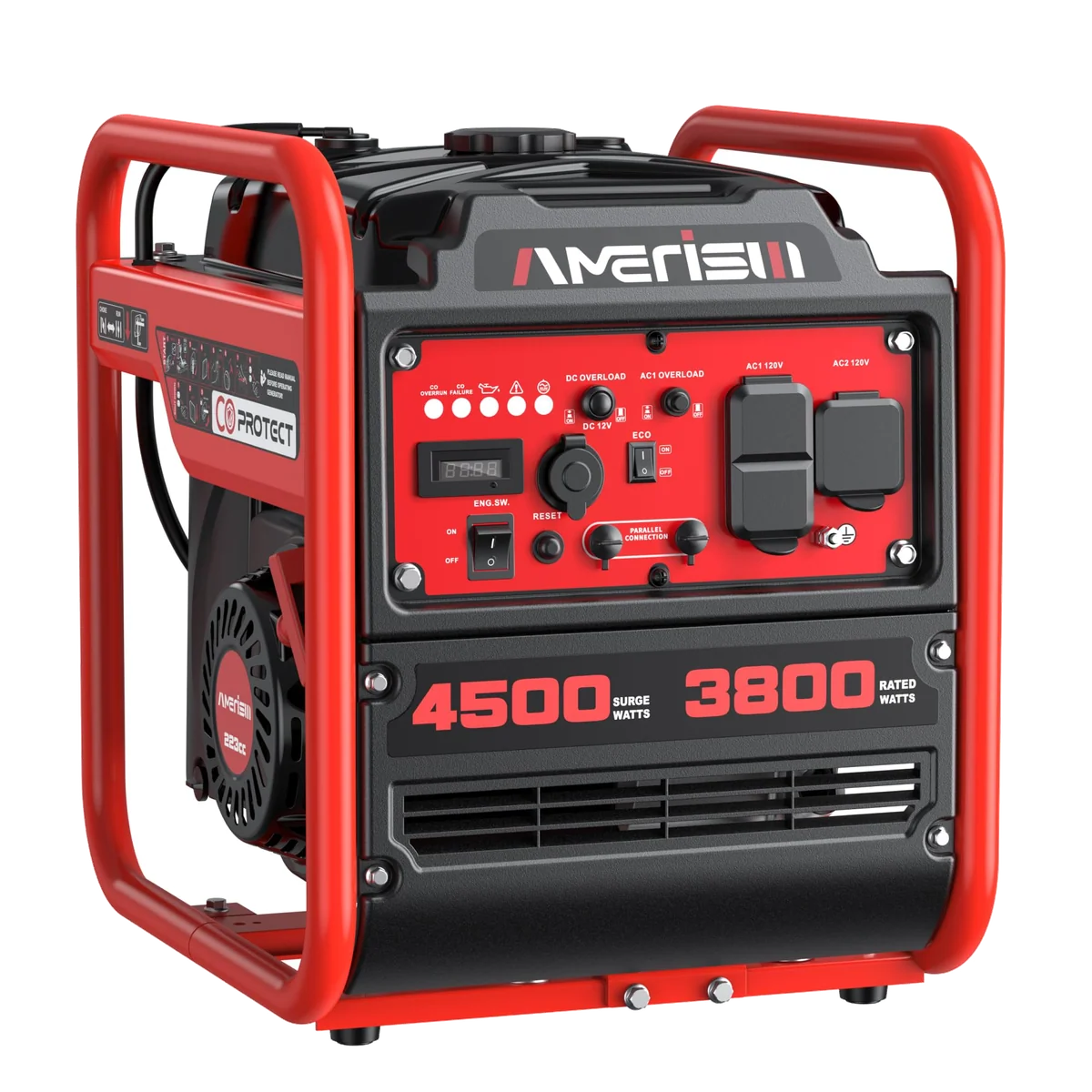 AMERISUN 2500W Portable Inverter Generator, Gas Powered Generator with CO Sensor, Super Quiet for Camping, Tailgating, Home Emergency Use, EPA Compliant