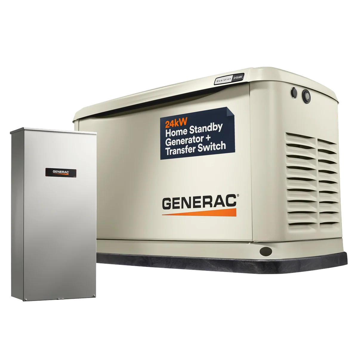 Generac Guardian 24kW Home Standby Generator with 200 Amp Transfer Switch - Automatic Whole House Backup Power for Storms, Emergencies, and Outages, WiFi Enabled, Runs on Natural Gas or Liquid Propane