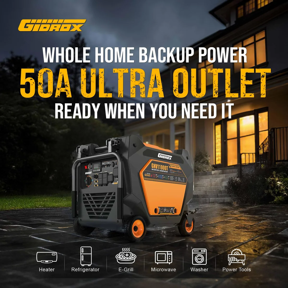 Gidrox 11000W tri-fuel inverter generator