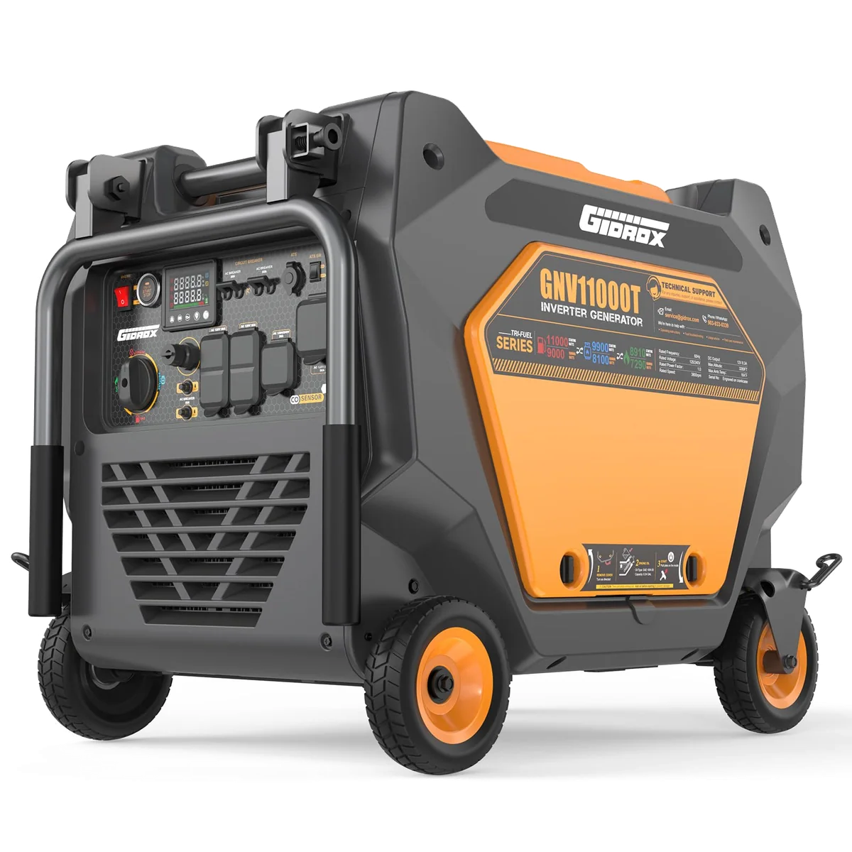 Gidrox 11000W Tri-Fuel Inverter Generator (Gas, Propane, Natural Gas), Quiet, 50A Outlet, ATS Ready, Low THD Safe for Electronics, Remote Start, CO Sensor, Ideal for RV & Whole-Home Backup Power