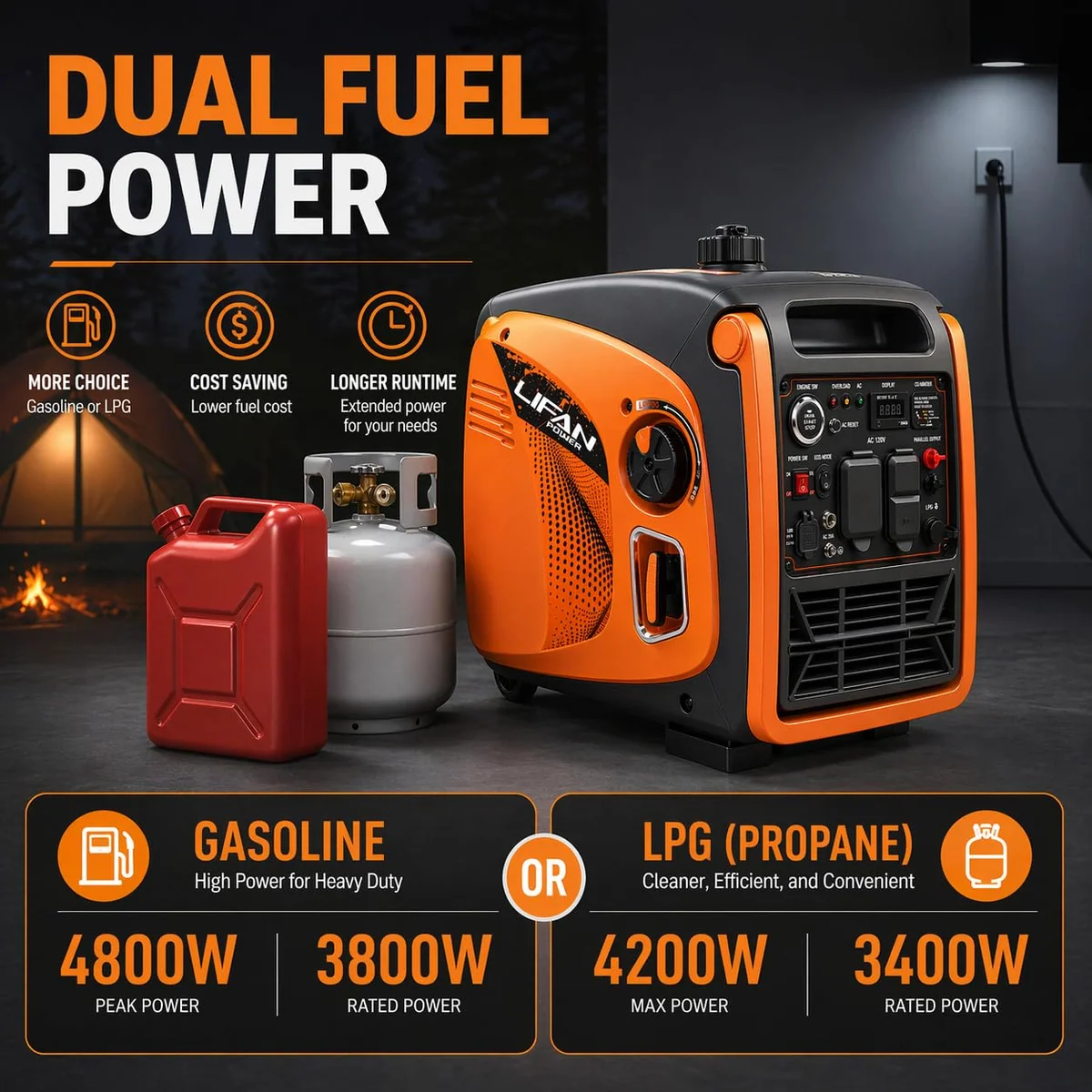 LIFAN 4800 dual fuel generator