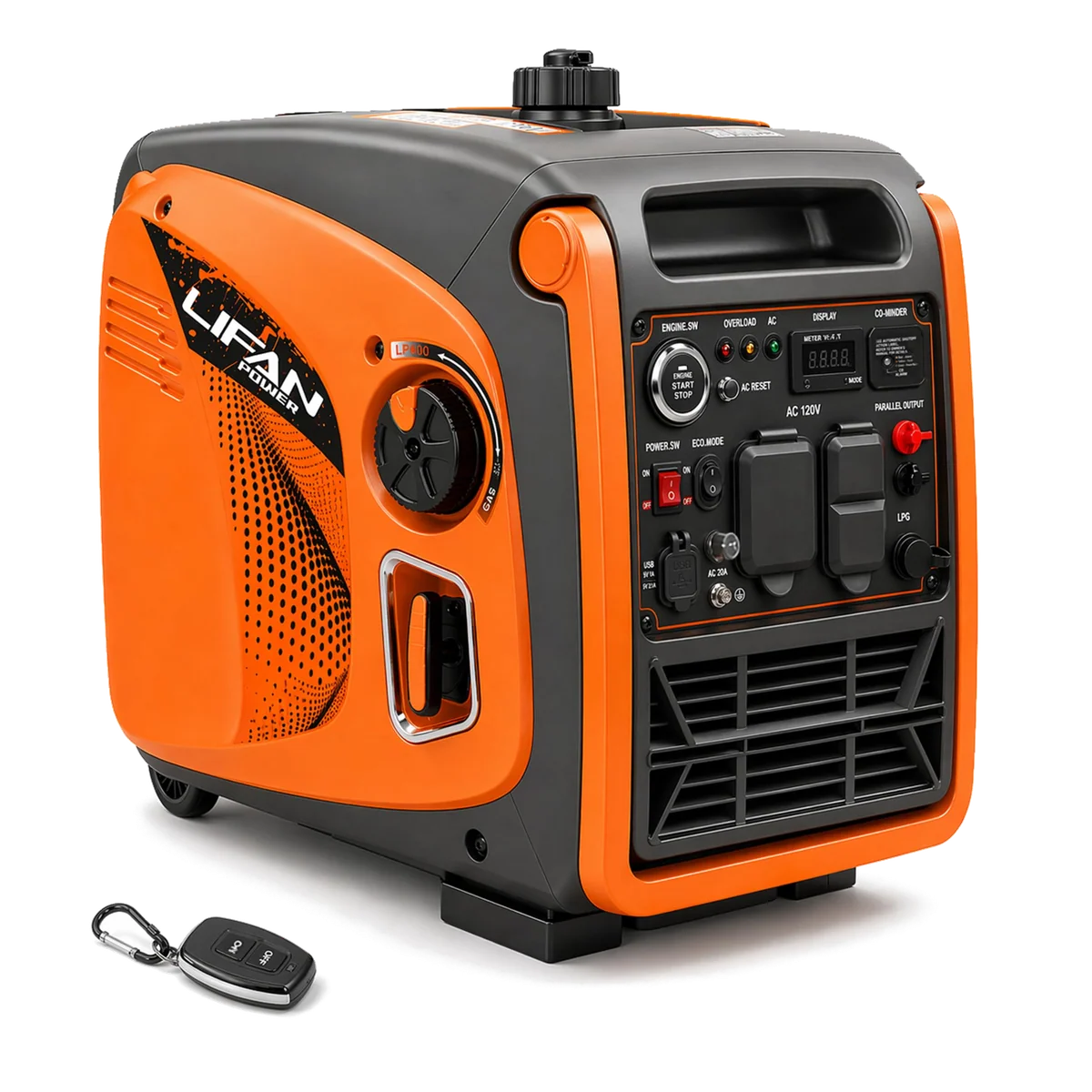LIFAN 4800W Dual Fuel Portable Inverter Generator - Quiet 64dB, Remote Key Fob Start, Propane & Gas, 30A TT-30R RV Ready, CO-MINDER, Pure Sine Wave, Parallel Ready, EPA, Home Backup Camping
