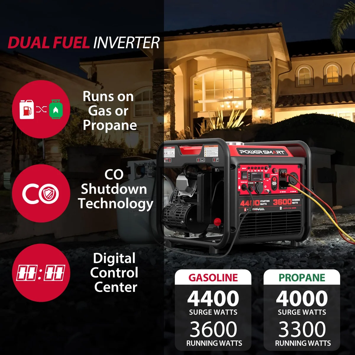 PowerSmart 4400 dual fuel generator, view 2
